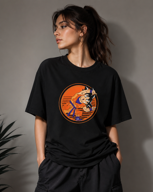 Retro Sunset Saiyan Oversized Unisex Tee