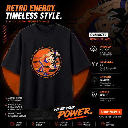Retro Sunset Saiyan Oversized Unisex Tee