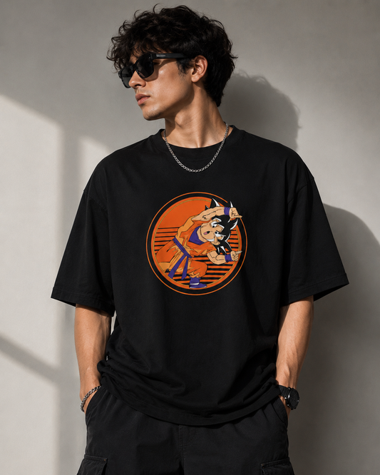 Retro Sunset Saiyan Oversized Unisex Tee